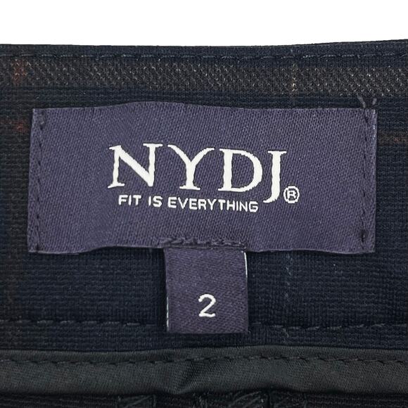NYDJ Slim Trouser Pants Sz 2 or 27 New $119 Oaklan Plaid Blue Black Straight Leg - Picture 10 of 16